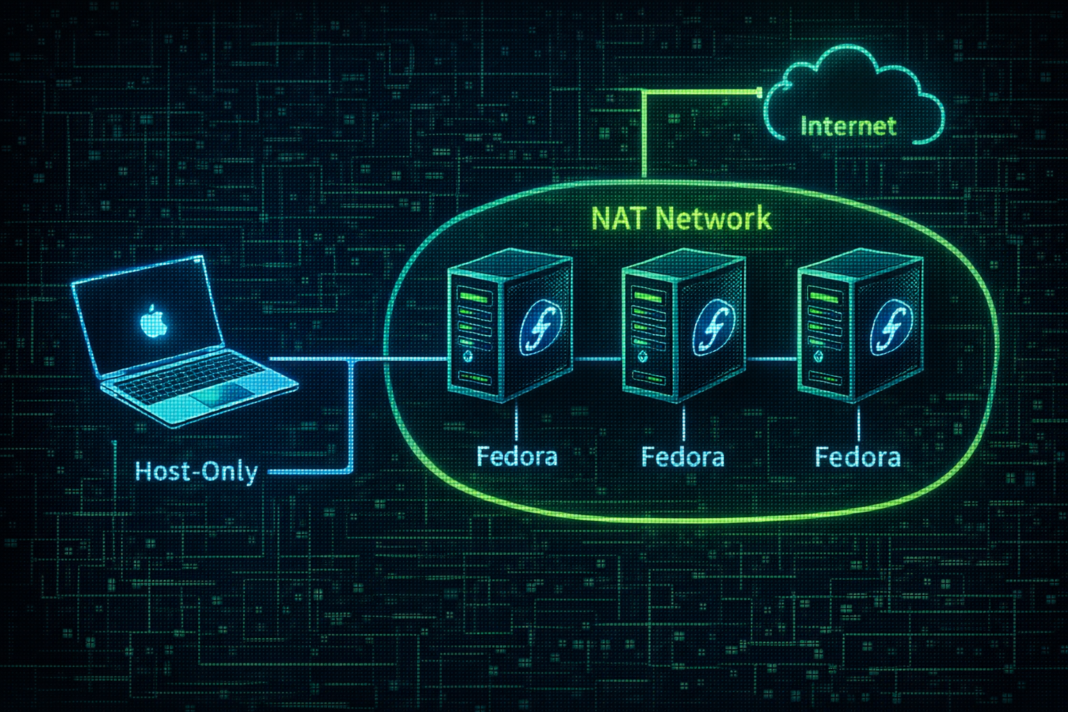 configurer le NAT Network et le Host-Only sur Fedora Server pour un accès SSH et Internet stable.